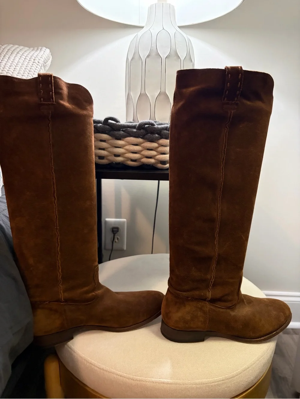 Frye Cara Tall Suede Riding Boots - Brown